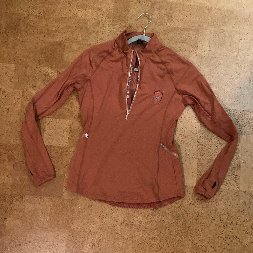 Goode Rider Equestrian light coral pink 3/4 zip long sleeve